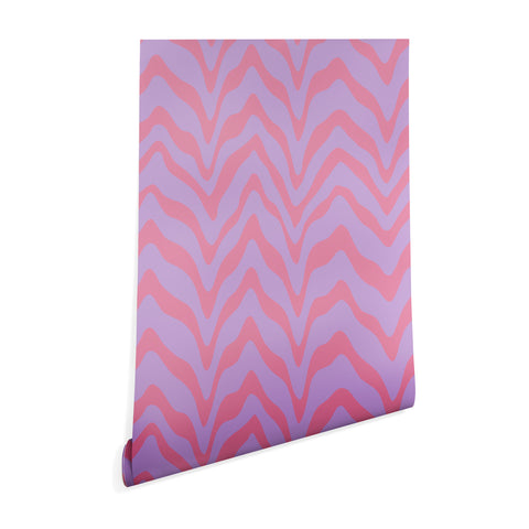 Sewzinski Wavy Lines Pink Purple Wallpaper