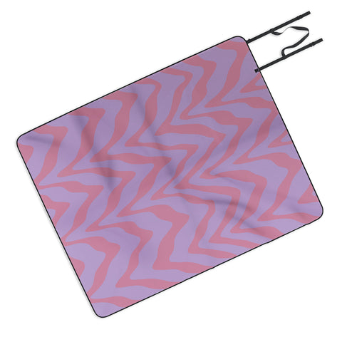 Sewzinski Wavy Lines Pink Purple Picnic Blanket