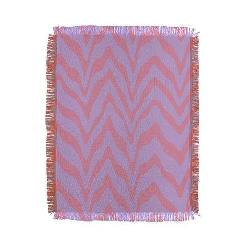 Sewzinski Wavy Lines Pink Purple Throw Blanket