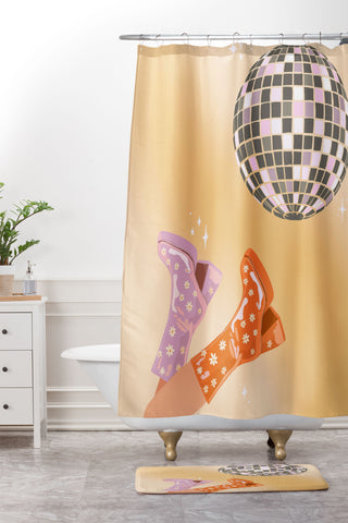 shanasart 70s Disco Print Shower Curtain And Mat