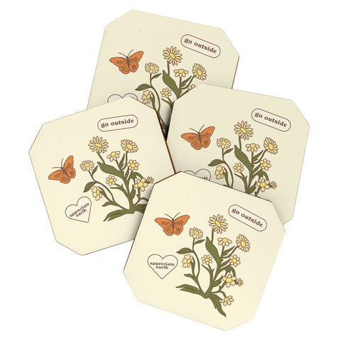 shanasart Go Outside and Appreciate Earth Coaster Set