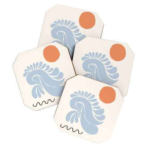 shanasart Sunset by the Ocean Coaster Set