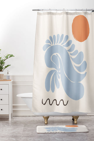 shanasart Sunset by the Ocean Shower Curtain And Mat