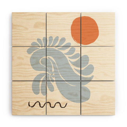 shanasart Sunset by the Ocean Wood Wall Mural