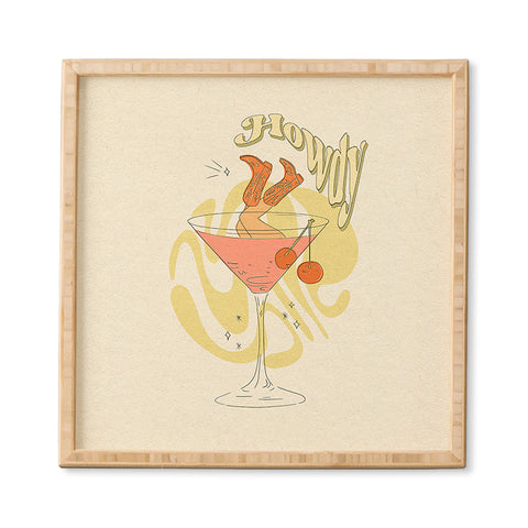 shanasart Tipsy Cowgirl Tan Framed Wall Art