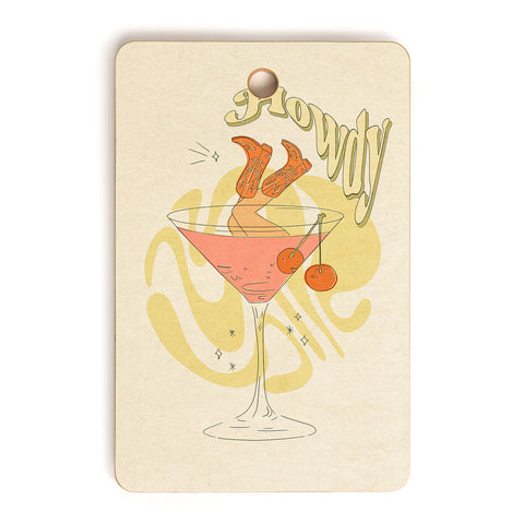 shanasart Tipsy Cowgirl Tan Cutting Board Rectangle