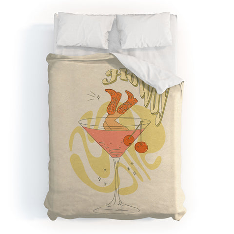 shanasart Tipsy Cowgirl Tan Duvet Cover
