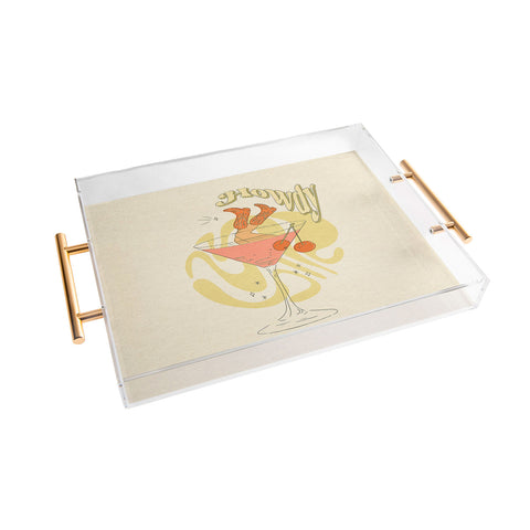 shanasart Tipsy Cowgirl Tan Acrylic Tray
