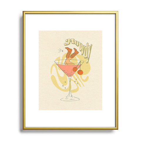 shanasart Tipsy Cowgirl Tan Metal Framed Art Print