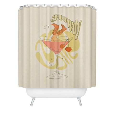 shanasart Tipsy Cowgirl Tan Shower Curtain