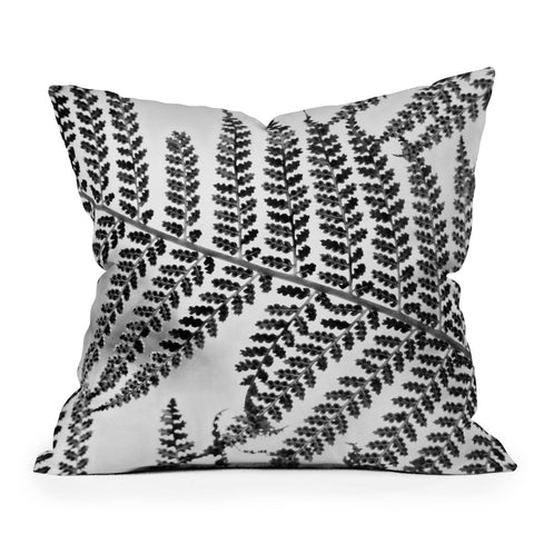 Shannon Clark Black and White Fern Outdoor Throw Pillow