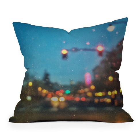 Shannon Clark Rainy City Nights Outdoor Throw Pillow