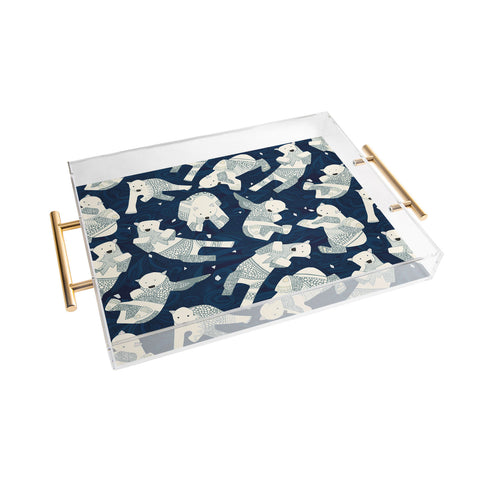 Sharon Turner arctic polar bears Acrylic Tray