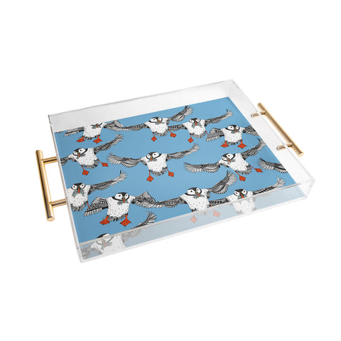 Sharon Turner Atlantic Puffins blue Acrylic Tray
