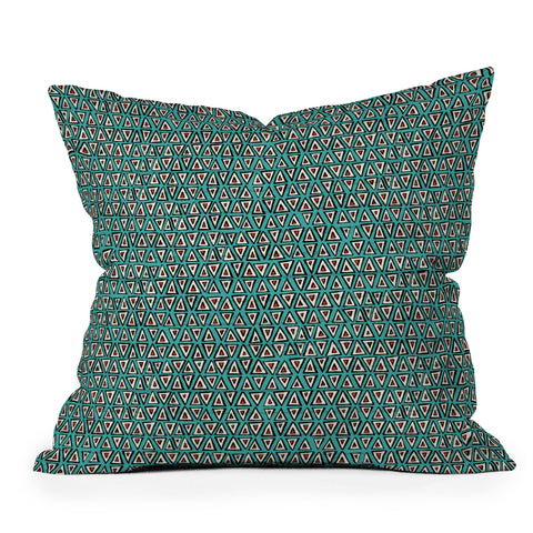 Sharon Turner aziza shakal turquoise Outdoor Throw Pillow