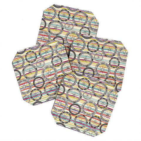 Sharon Turner bike wheels stripe Coaster Set