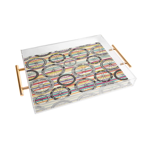 Sharon Turner bike wheels stripe Acrylic Tray
