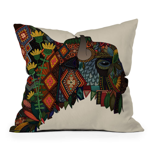 Sharon Turner bison Outdoor Throw Pillow