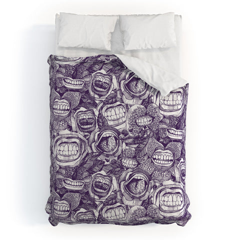 Sharon Turner BITE ME roses orchids ACAI Duvet Cover