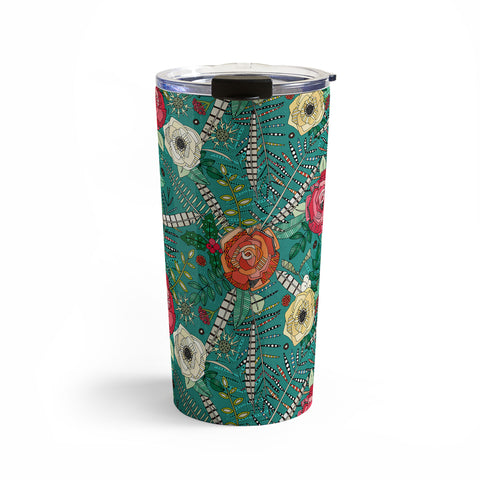 Sharon Turner boho winter floral teal Travel Mug