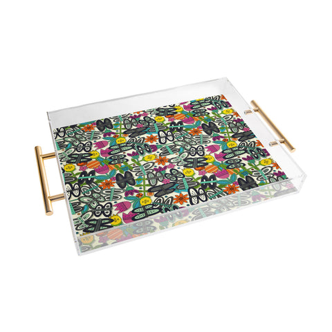 Sharon Turner butterfly pop garden Acrylic Tray