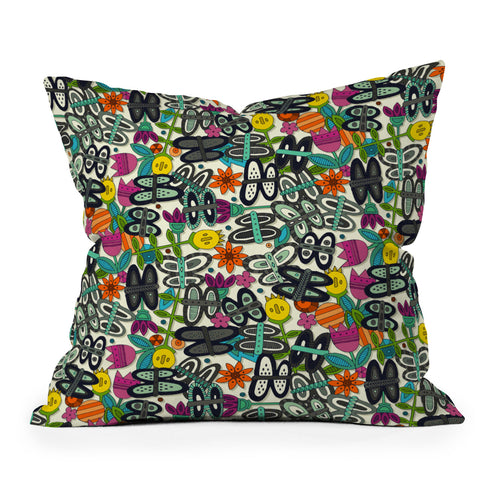 Sharon Turner butterfly pop garden Outdoor Throw Pillow