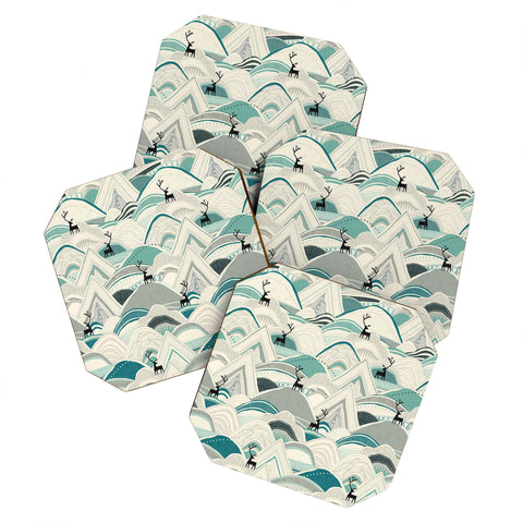 Sharon Turner caribou mountains Coaster Set