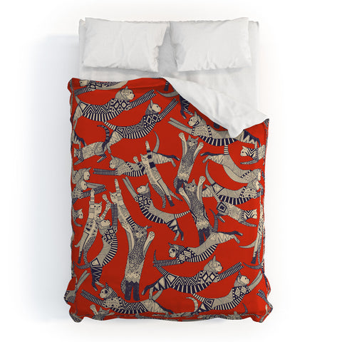 Sharon Turner cat party retro Duvet Cover
