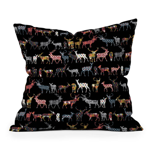 Sharon Turner Charcoal Spice Deer Outdoor Throw Pillow