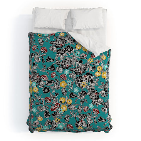 Sharon Turner Cloisonne Flowers Duvet Cover