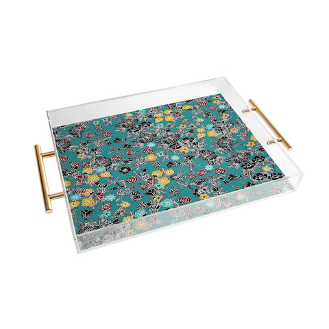 Sharon Turner Cloisonne Flowers Acrylic Tray
