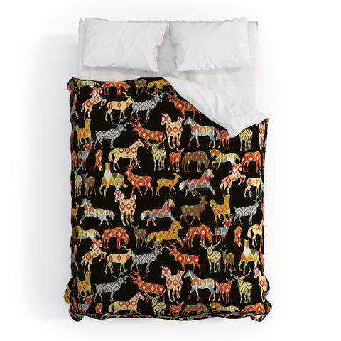 Sharon Turner Deer Horse Ikat Party Duvet Cover