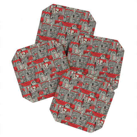 Sharon Turner dystopian toile red Coaster Set