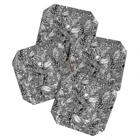 Sharon Turner forest floor black white Coaster Set