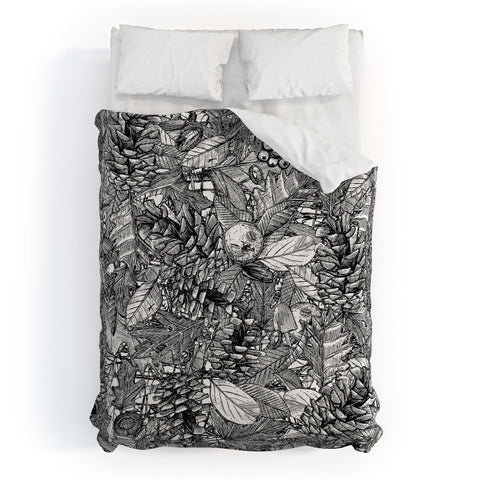 Sharon Turner forest floor black white Duvet Cover