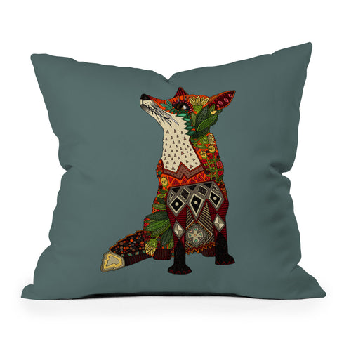 Sharon Turner fox love Outdoor Throw Pillow