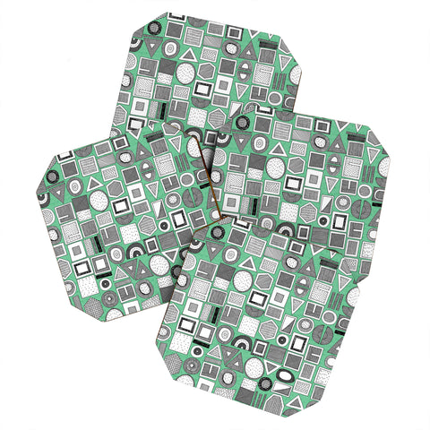 Sharon Turner frisson memphis bw green Coaster Set