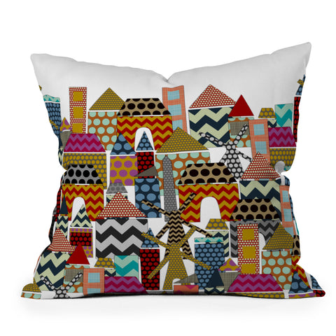 Sharon Turner Geo Town Outdoor Throw Pillow