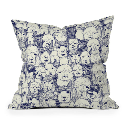 Sharon Turner just alpacas indigo Outdoor Throw Pillow
