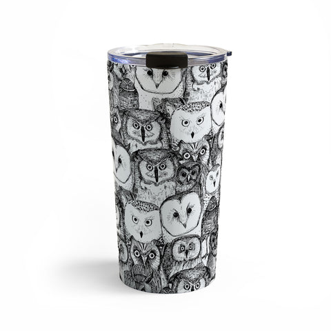 Sharon Turner just owls black white Travel Mug