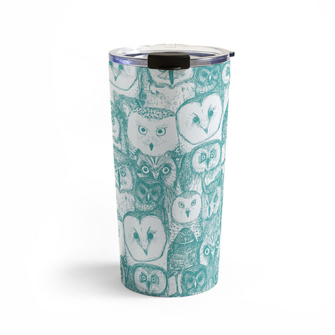 Sharon Turner just owls teal blue Travel Mug