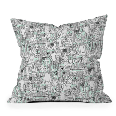 Sharon Turner Kitchen Town Outdoor Throw Pillow