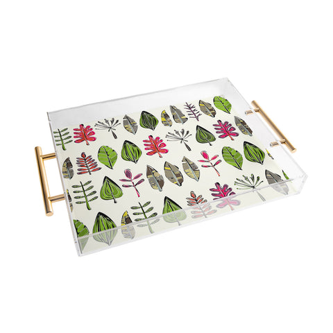 Sharon Turner Leaves And Feathers Acrylic Tray