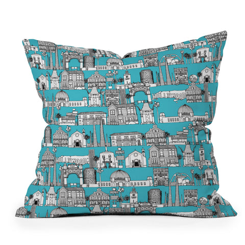 Sharon Turner Los Angeles Blue Outdoor Throw Pillow