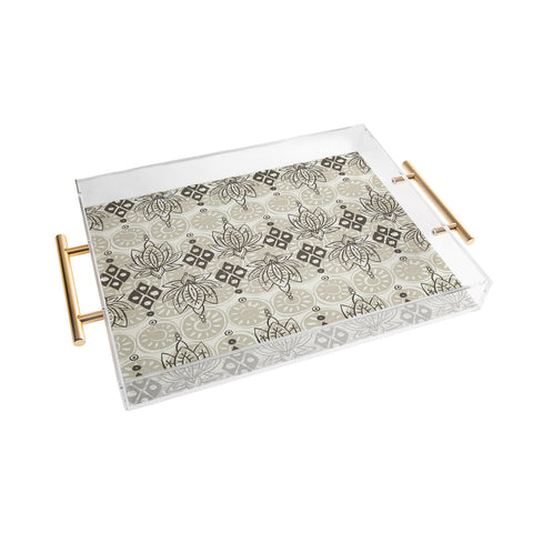 Sharon Turner lotus block linen Acrylic Tray