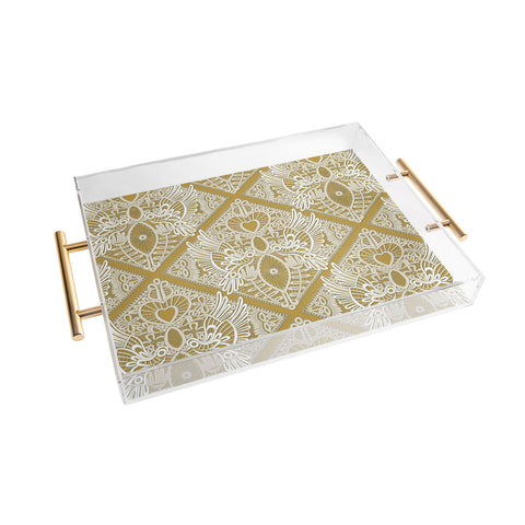 Sharon Turner love bird lace gold Acrylic Tray