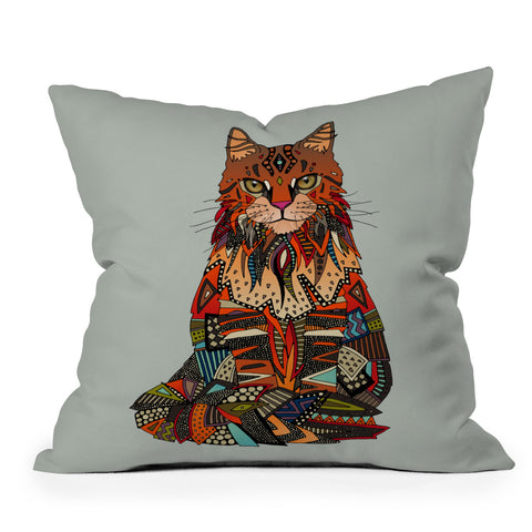 Sharon Turner maine coon cat mercury Outdoor Throw Pillow