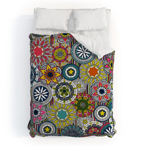Sharon Turner mandala cirque festival stripe Duvet Cover