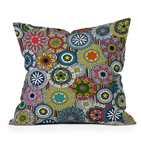Sharon Turner mandala cirque festival stripe Outdoor Throw Pillow