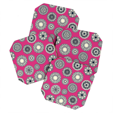 Sharon Turner mandala cirque spot pink Coaster Set